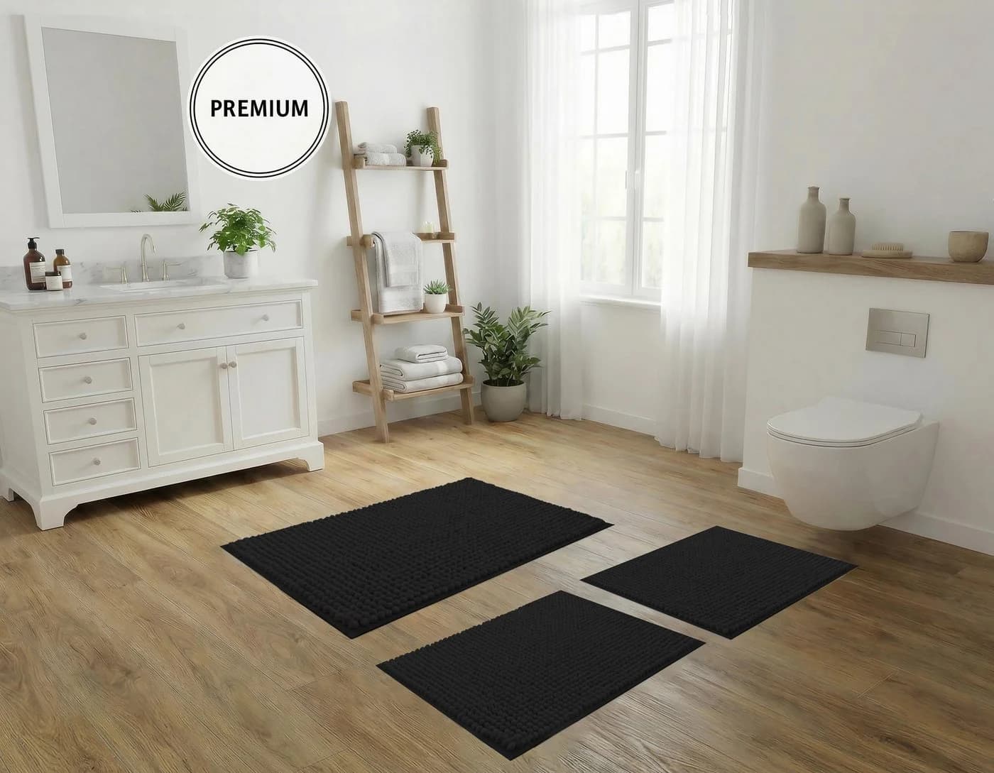 OTTO home Badematte Vanessa Chenille Schwarz Rutschhemmend - Bild 3