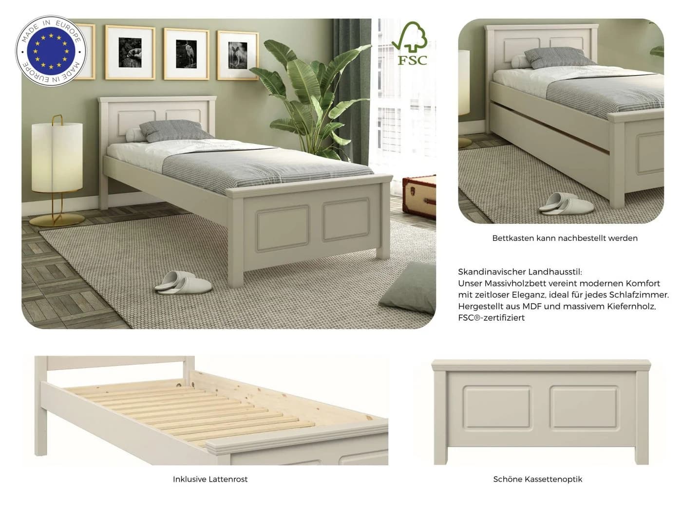 OTTO HOME ERIK Massivholzbett Landhausstil Cashmere - Bild 3