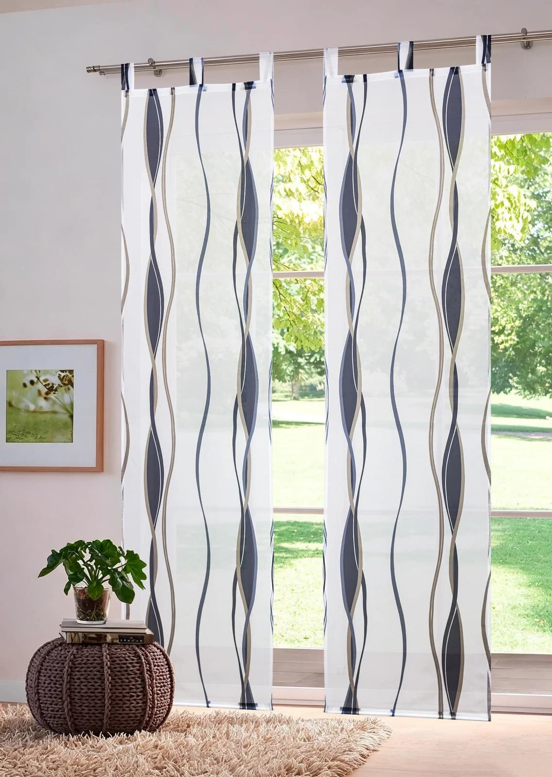 OTTO HOME Schiebegardine Dimona Weiß-Blau Voile