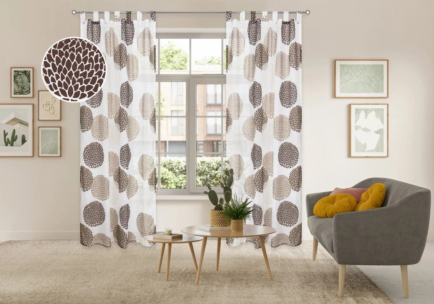 OTTO HOME Gardine Belem Braun Transparent Voile Kreismotiv - Bild 2