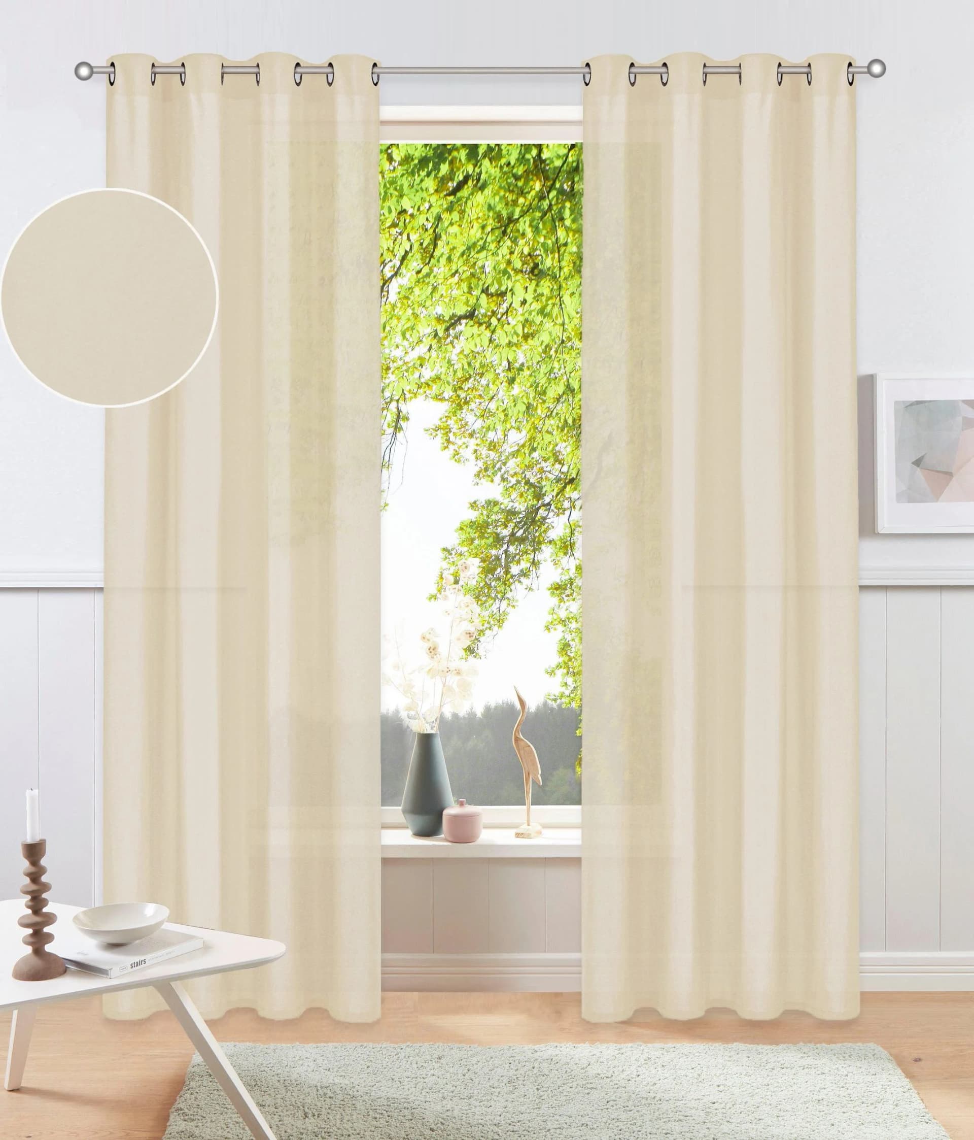 OTTO HOME Vorhang Parry 2er Set Creme blickdicht Polyester
