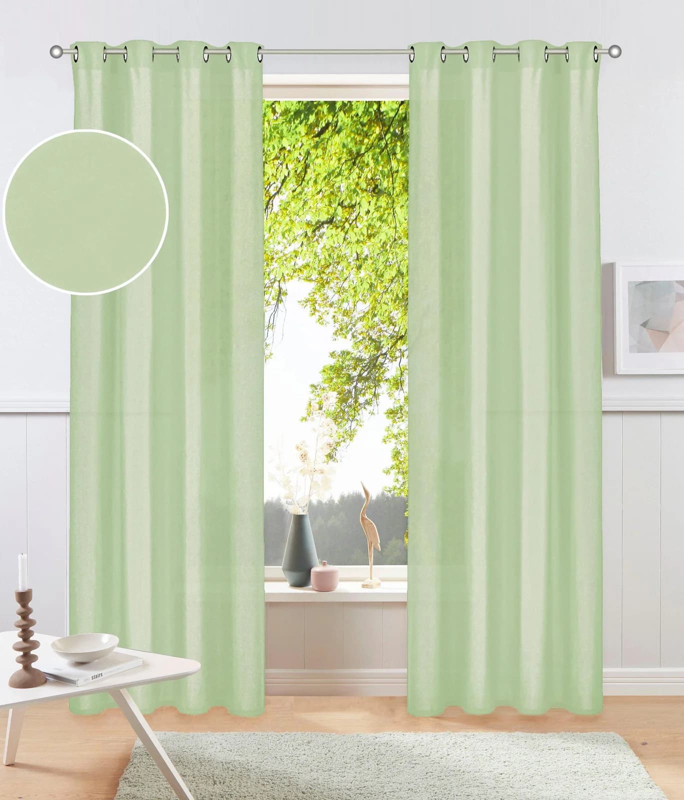 OTTO HOME Vorhang Raja 2er-Pack Hellgrün Polyester Ösen