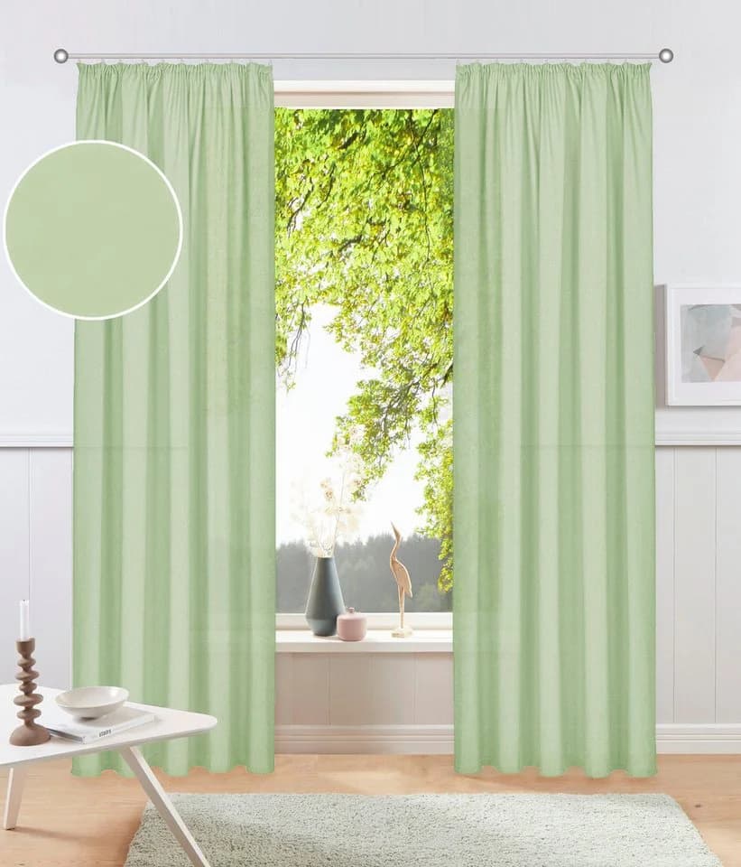 OTTO home Vorhang Raja 2er-Set Hellgrün Kräuselband - Bild 2