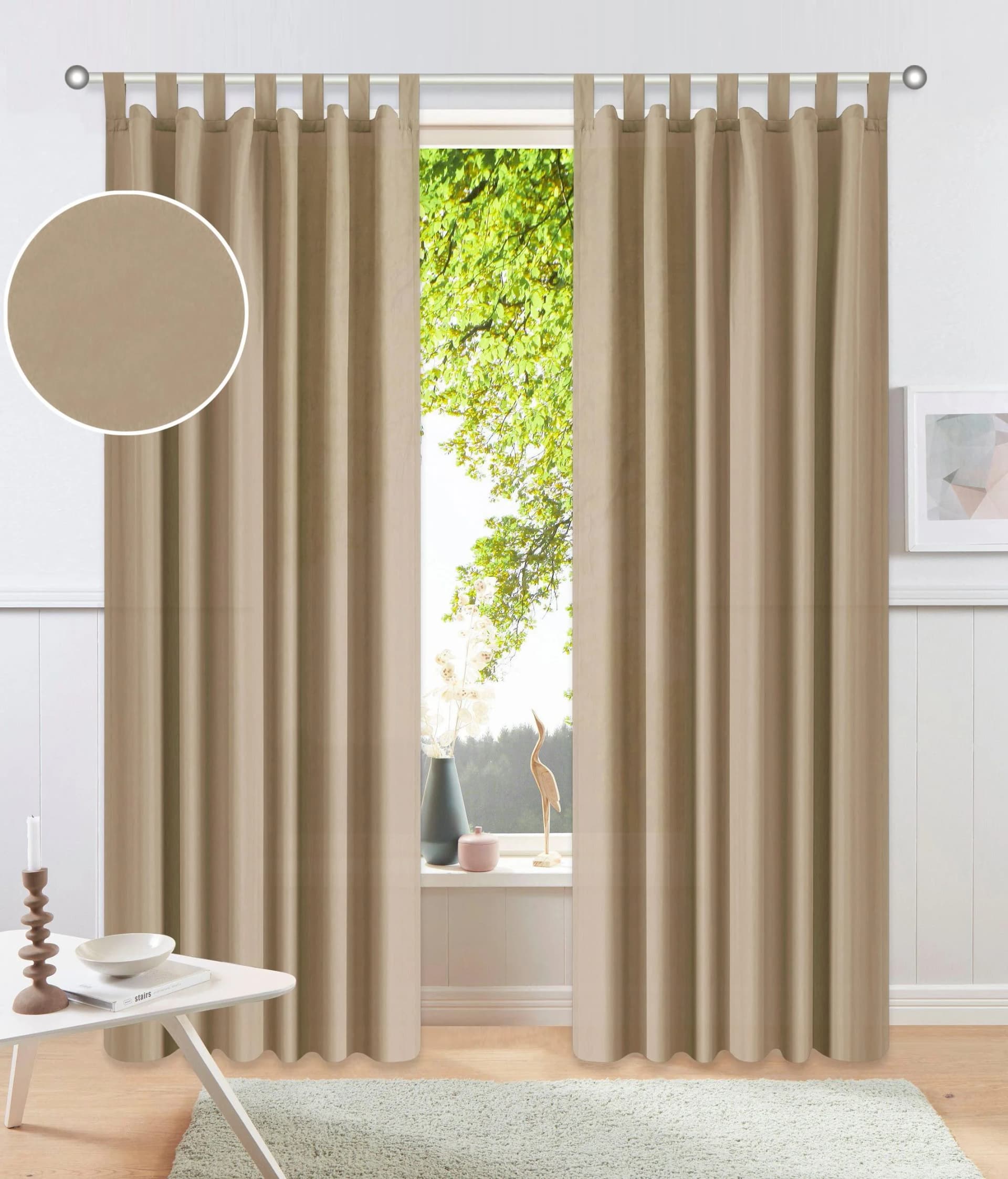 OTTO HOME Vorhang Raja 2er-Set Hellbraun Polyester Mikrofaser