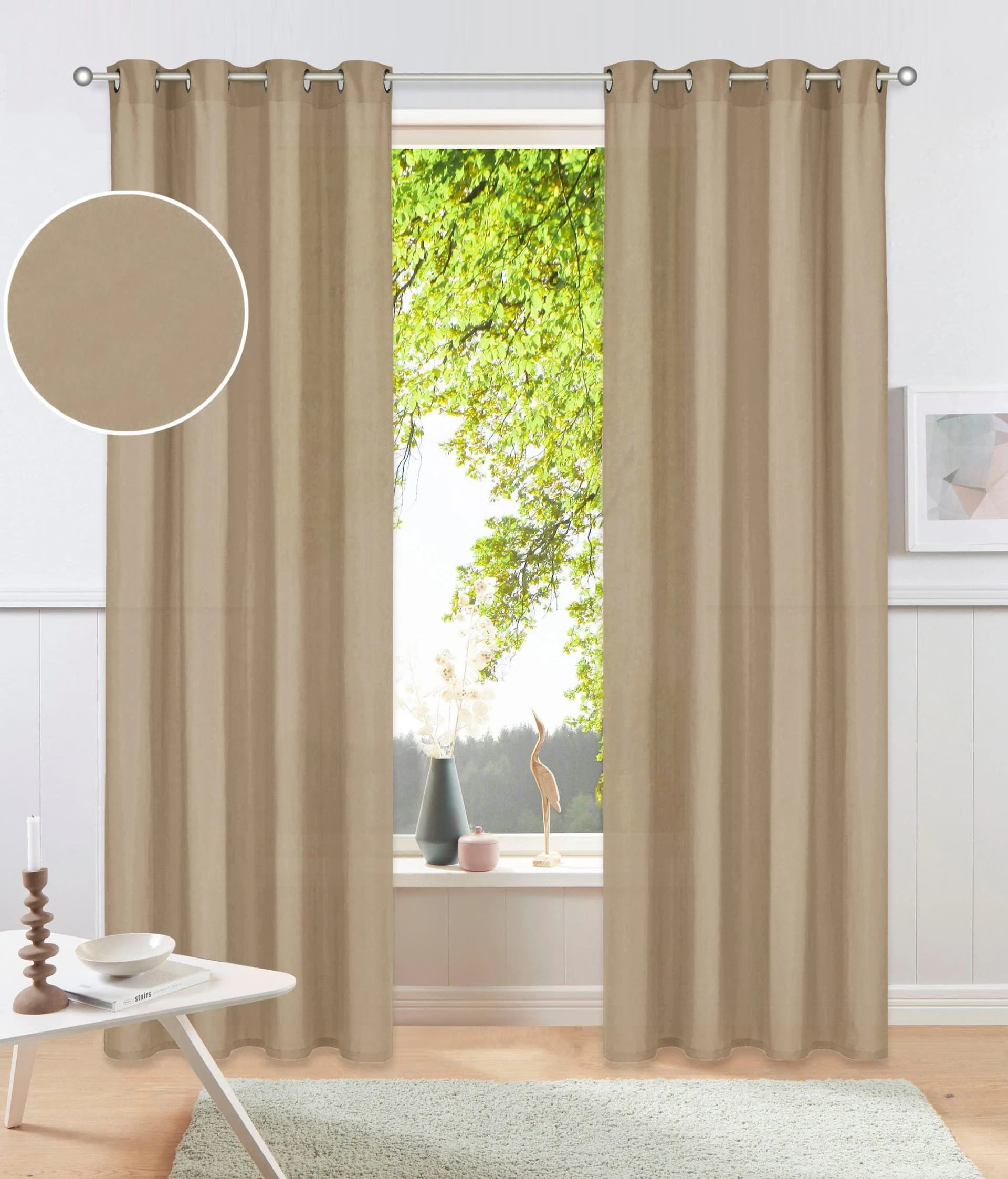 OTTO HOME Vorhang Raja hellbraun 2er Pack Polyester