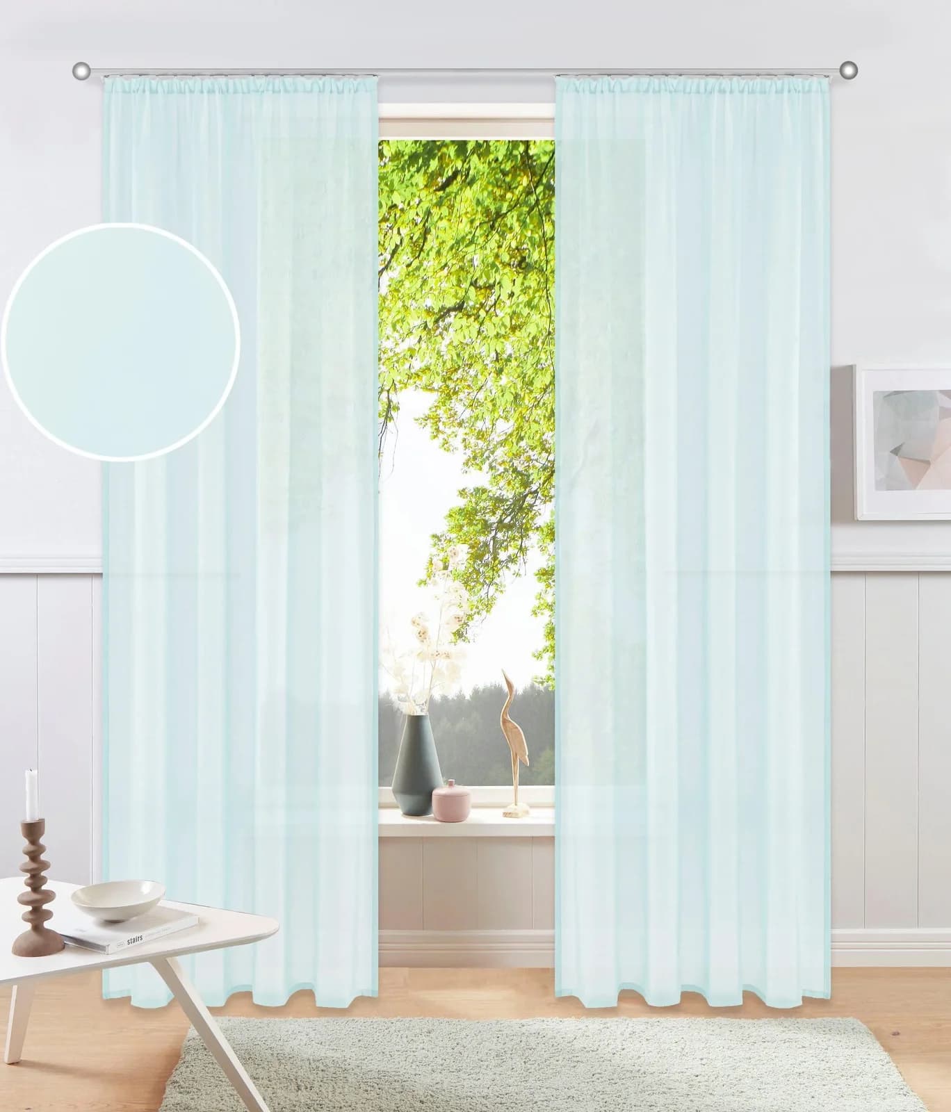 OTTO HOME Gardine XANA hellblau Voile Kräuselband