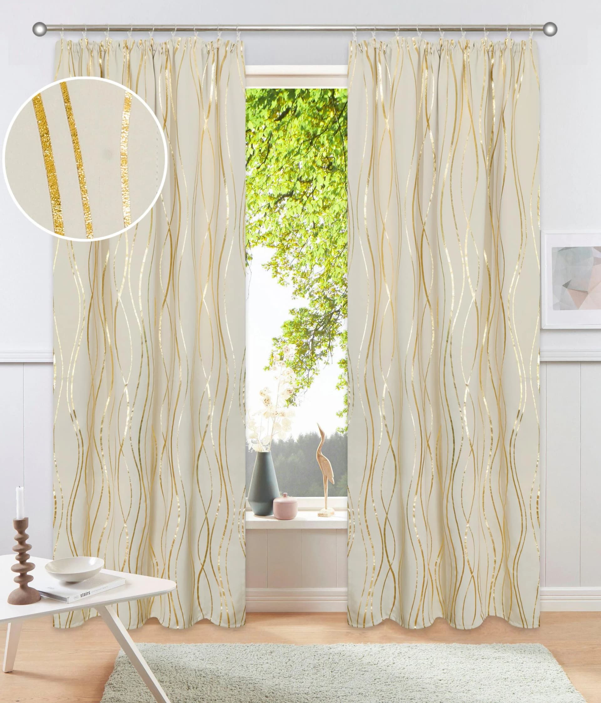 OTTO HOME Vorhang Prag Beige Verdunkelungsvorhang mit Wellenmuster