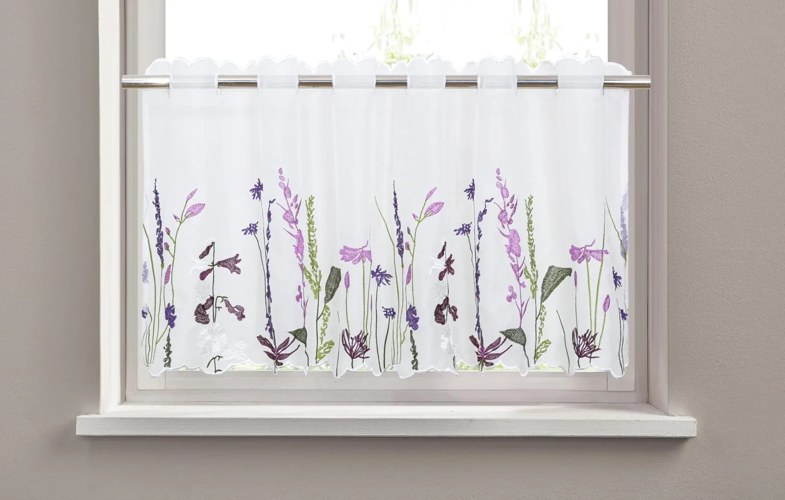 OTTO HOME Scheibengardine Bille Lila Bestickt Voile
