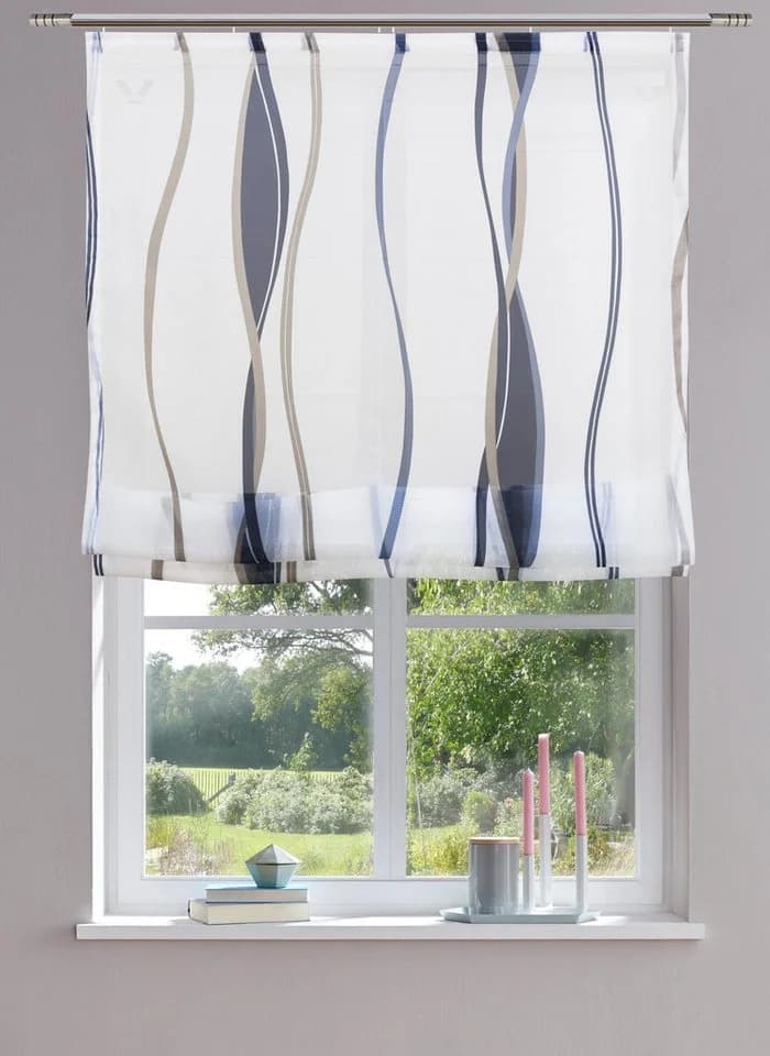 OTTO home Raffrollo Dimona Transparent Voile Wellen Motiv Blau/Weiß - Bild 2