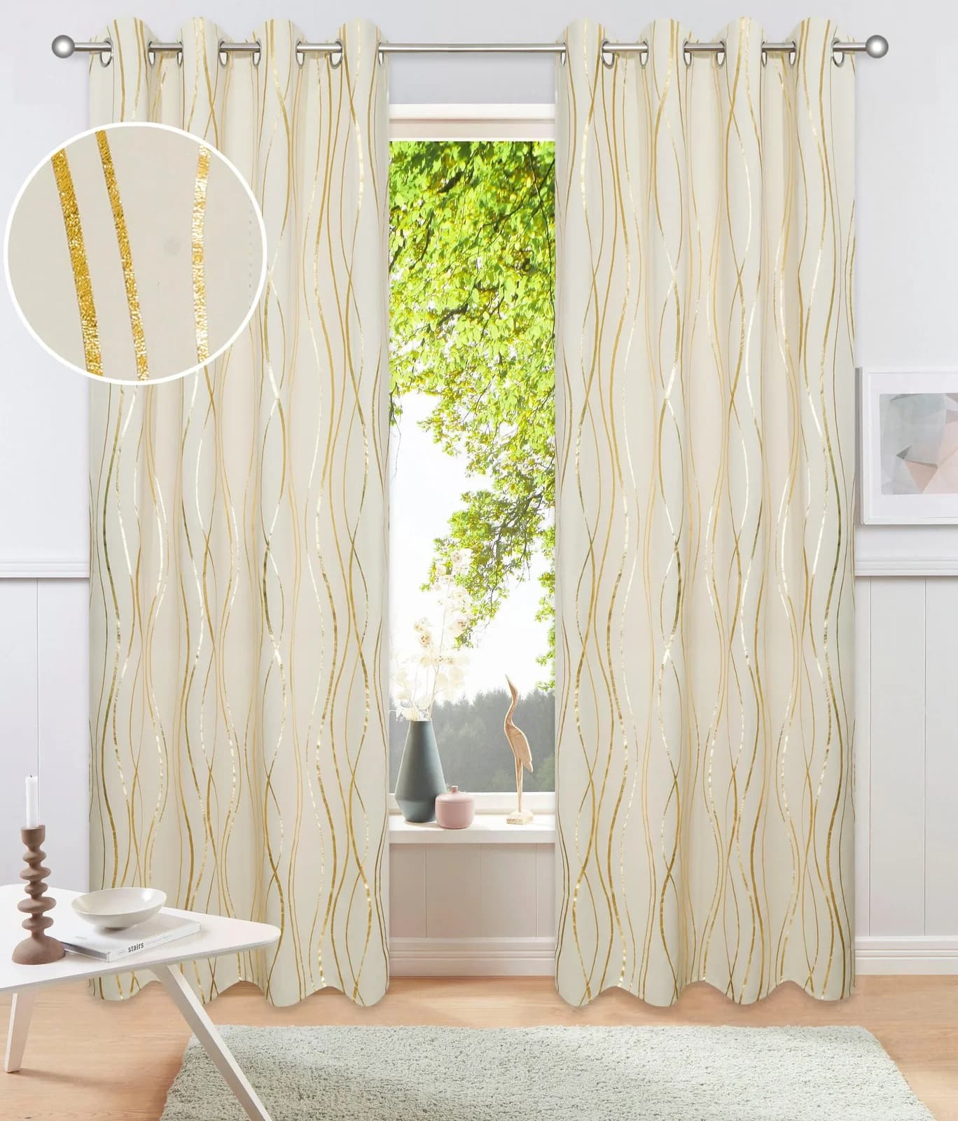 OTTO HOME Vorhang Prag Verdunkelungsvorhang Beige Wellenmuster