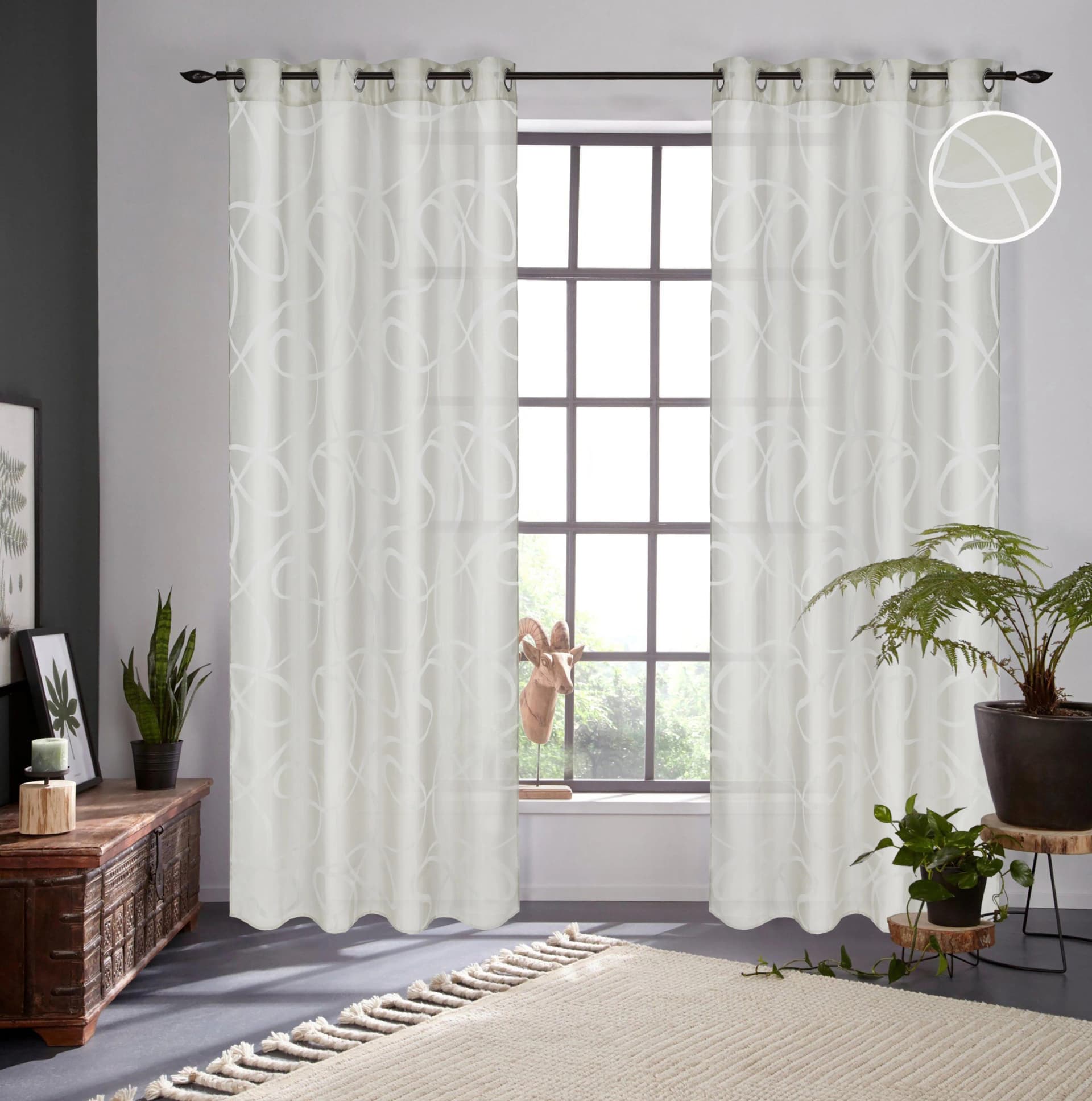 Bruno Banani Gardine Tilo Taupe Transparent mit Kringel-Motiv