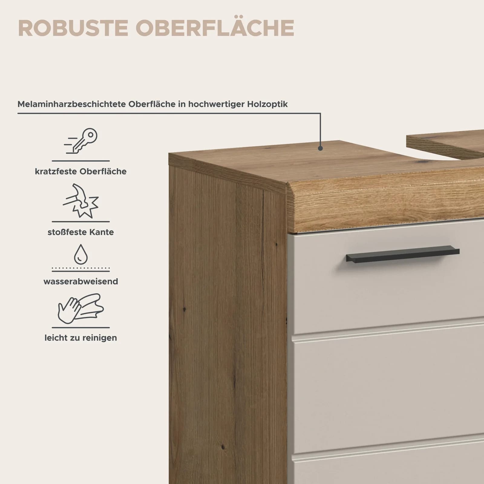 welltime Waschbeckenunterschrank SIENA Eiche-Nachbildung 60cm - Bild 3