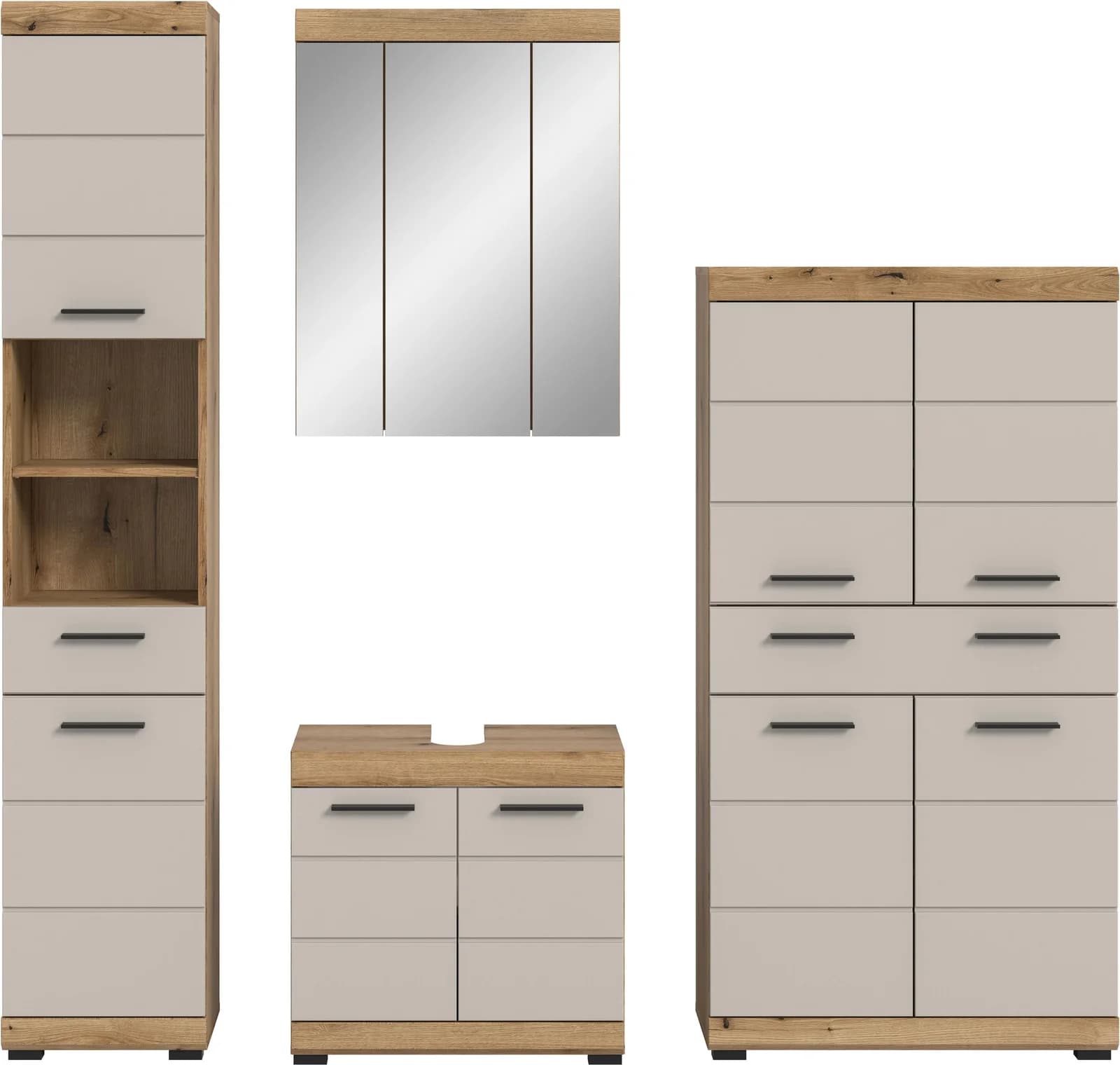 WELLTIME Badmöbel-Set Siena 4-teilig Evoke Oak Nachbildung Kaschmir Matt