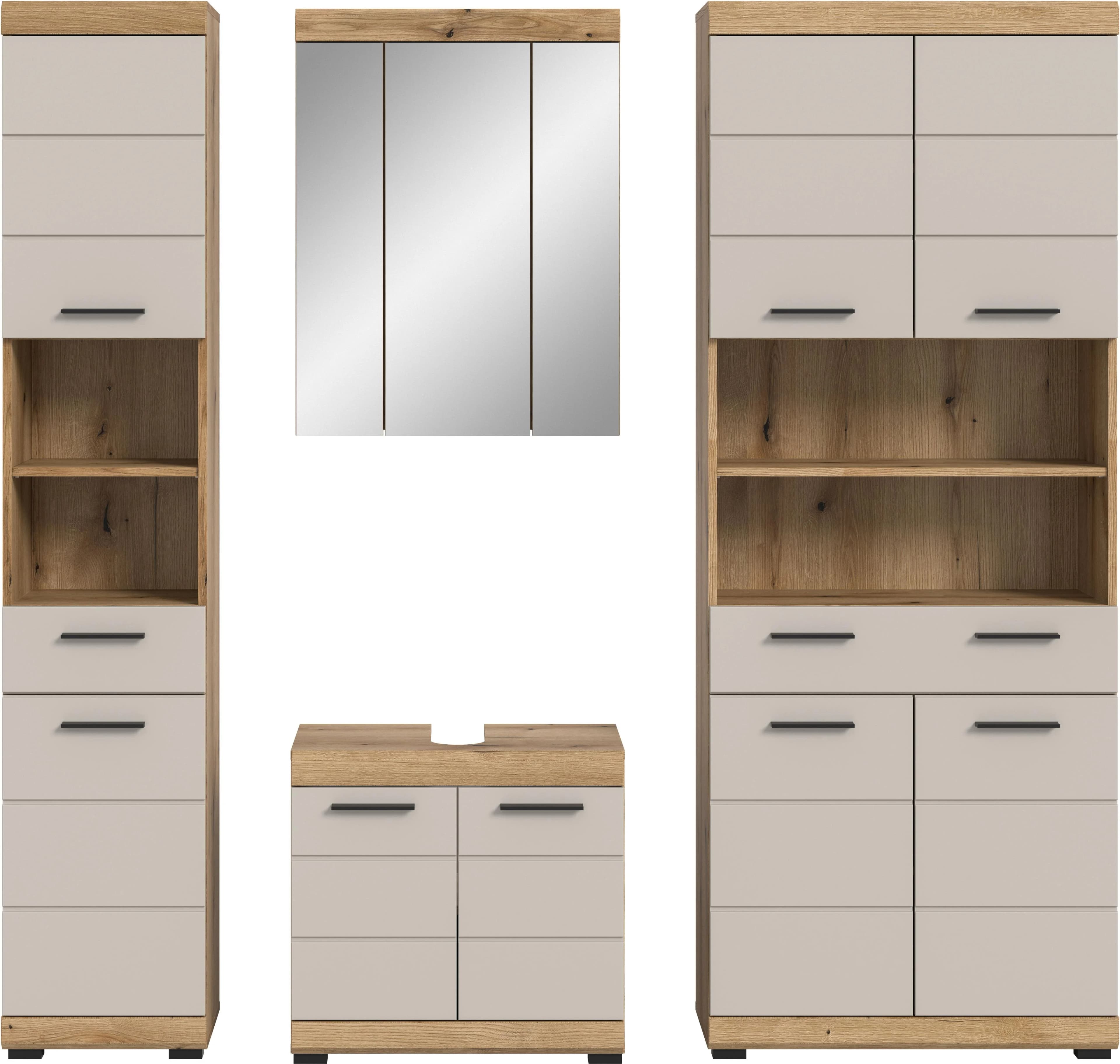 WELLTIME Badmöbel-Set Siena 4-teilig Evoke Oak Nachbildung Kaschmir Matt