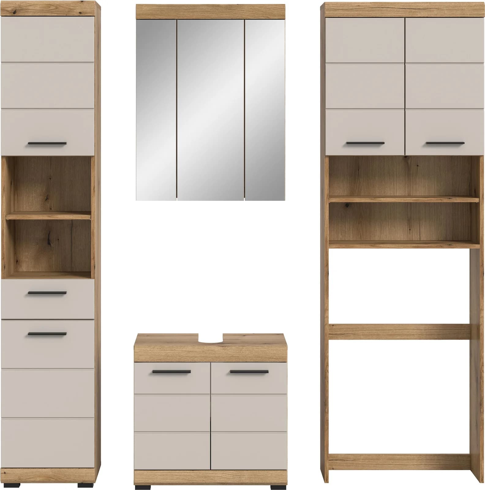 WELLTIME Badmöbel-Set Siena 4-teilig Evoke Oak Nachbildung Kaschmir Matt