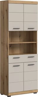 welltime Hochschrank SIENA Beige 4 Türen 1 Schubkasten 2 Fächer Bild 2