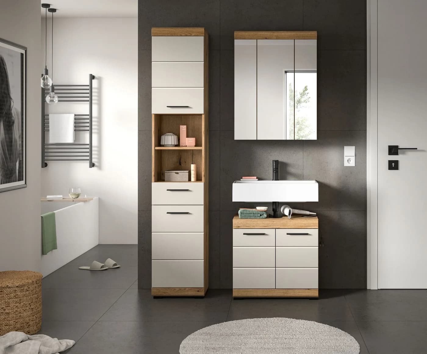WELLTIME Badmöbel-Set Siena 3-teilig Evoke Oak Nachbildung - Bild 3