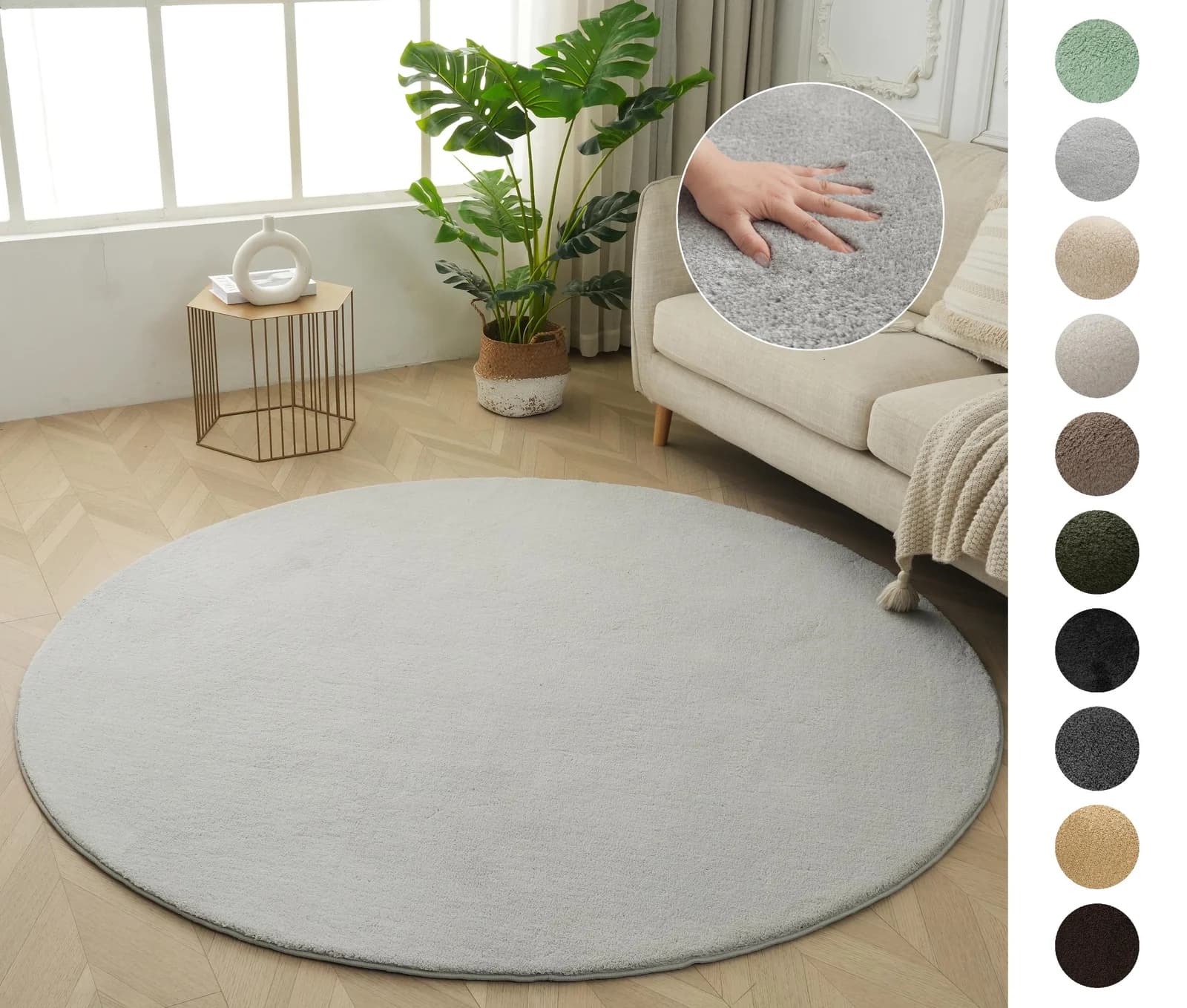 Teppich OTTO HOME "Cali" Rund Grau/Weiß Kunstfaser