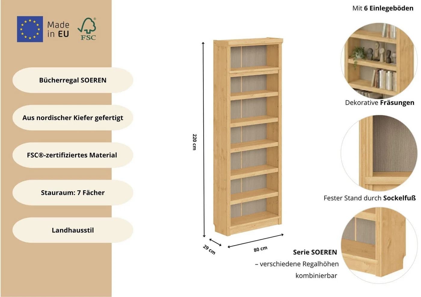 Bücherregal Kiefer massiv FSC-zertifiziert OTTO HOME - Bild 3