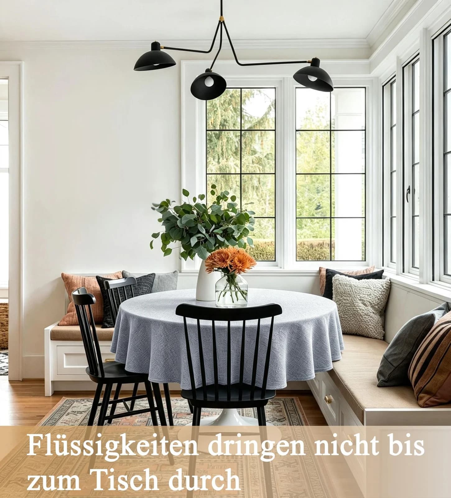 OTTO HOME Tischdecke Grau Rund 160cm Polyester Leinenoptik