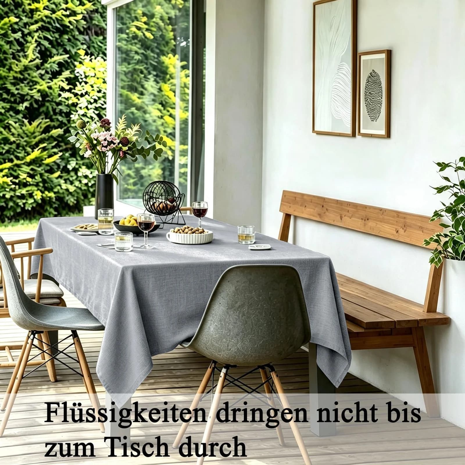 OTTO HOME Tischdecke Leinenoptik Dunkelgrau Formstabil