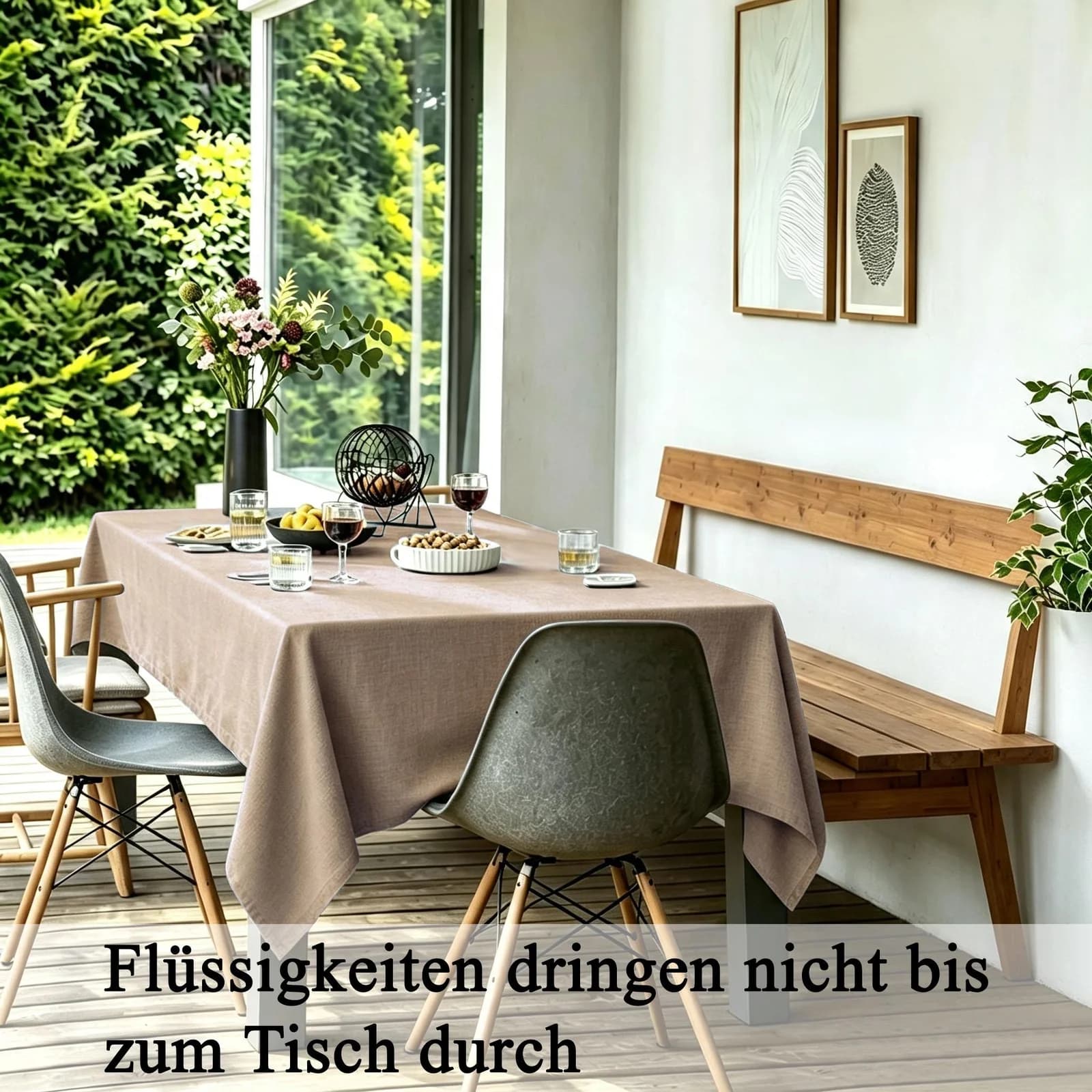 OTTO HOME Tischdecke Taupe Polyester Unifarben