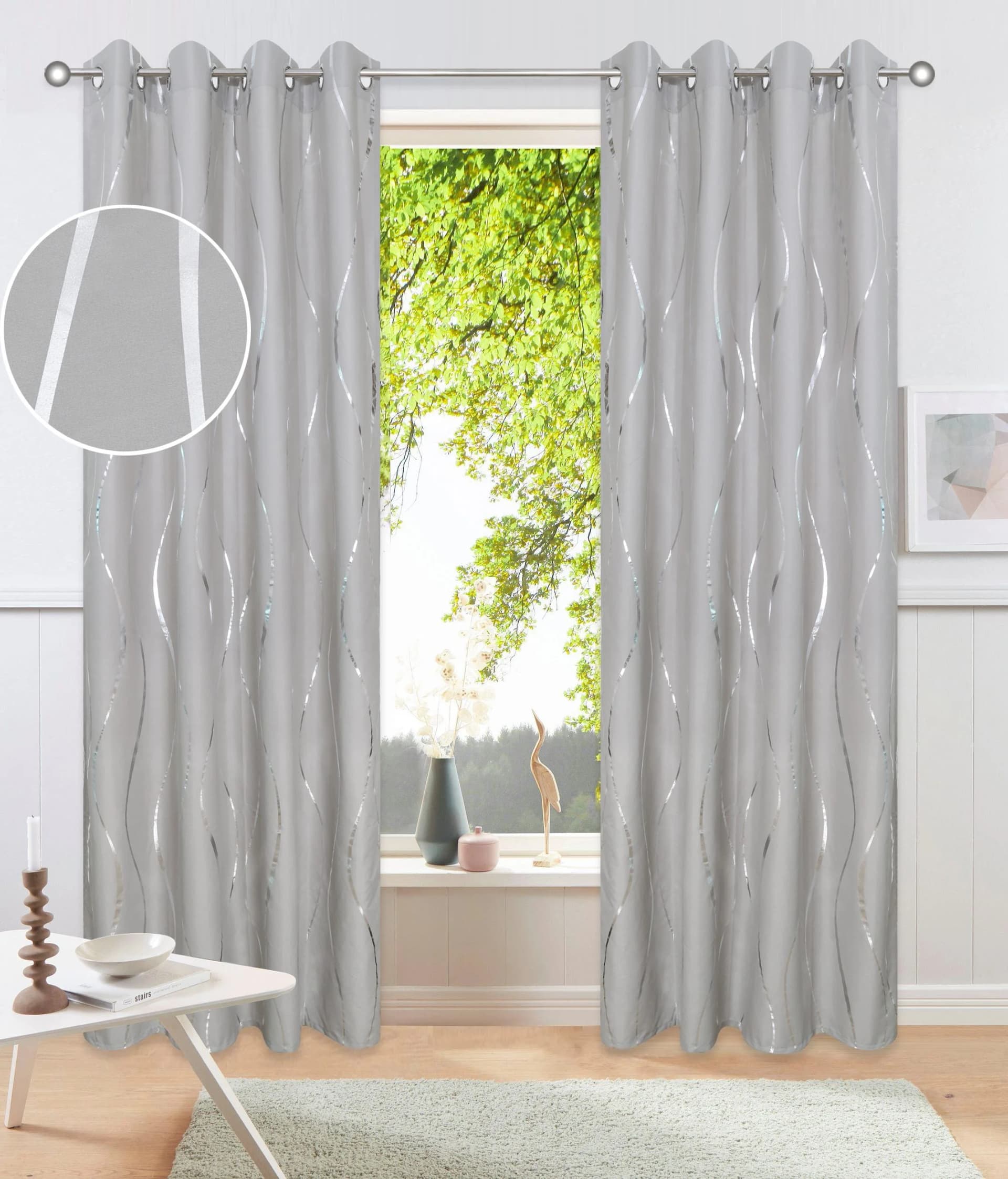 OTTO HOME Gardine Quinnton Grau Silber 2er-Set Ösen