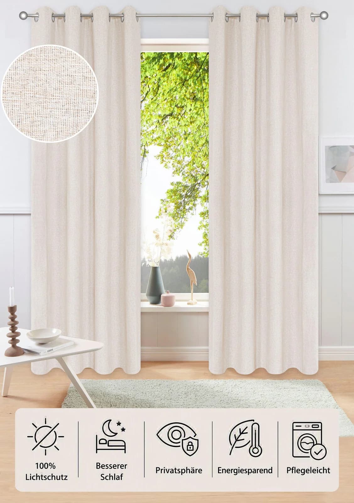 OTTO HOME Verdunkelungsvorhang Onnika Beige Sand 100% Verdunkelnd