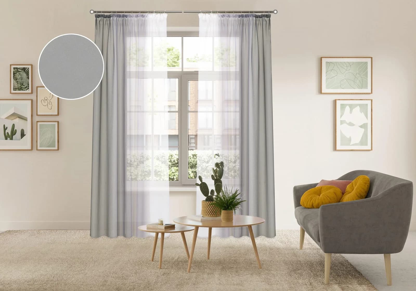 OTTO HOME Gardine Nivva Grau Kräuselband 2er Set