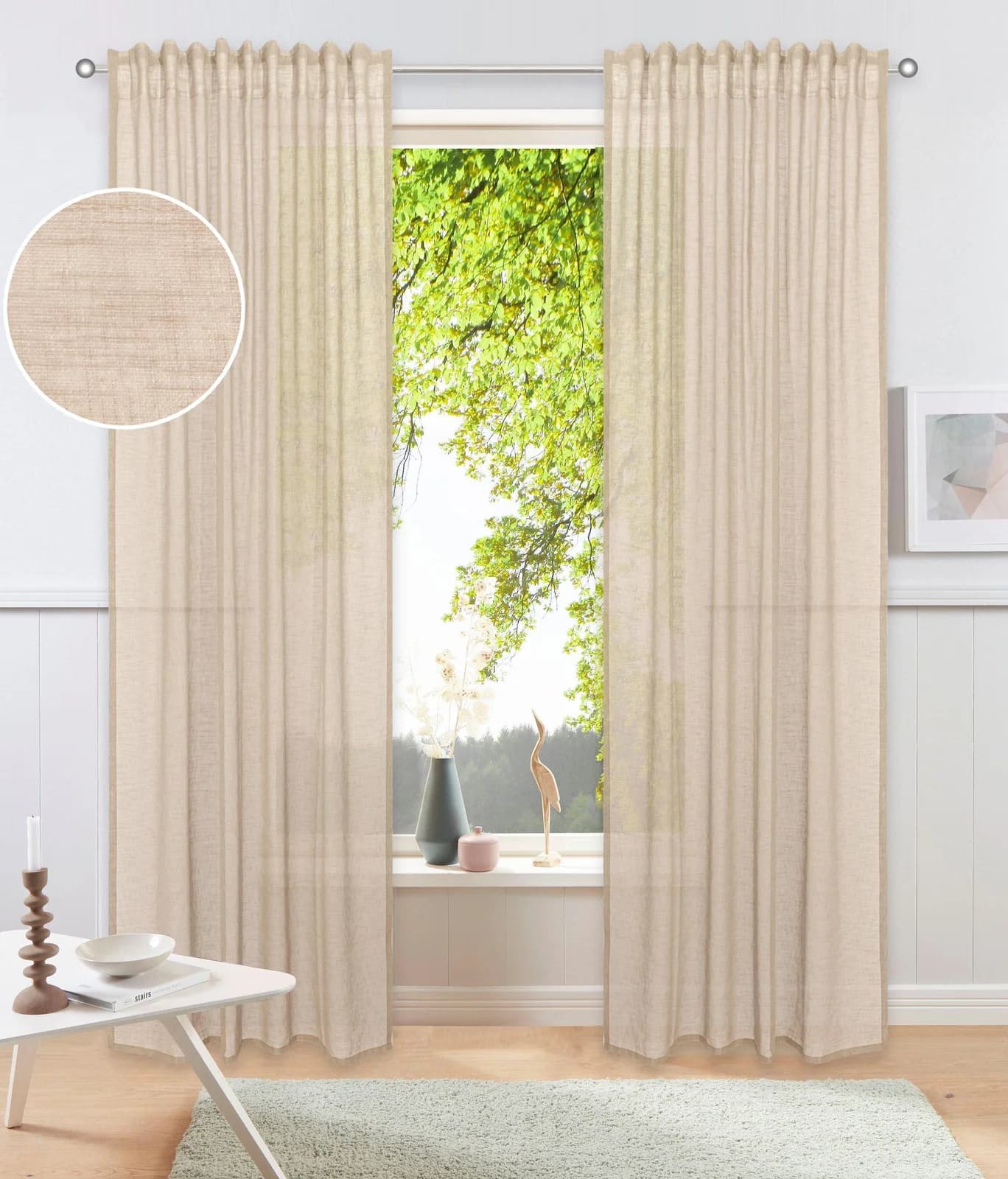 OTTO HOME Gardine Kyllo Beige Leinen-Look Multifunktionsband