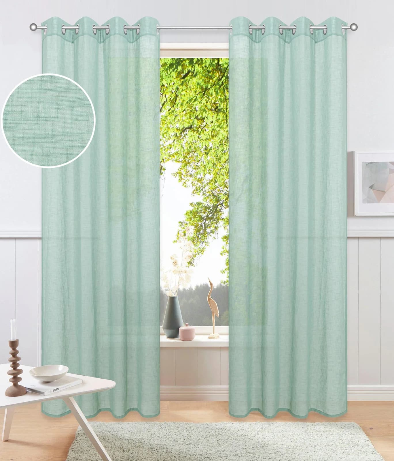 OTTO home Gardine "Kyllo" Dunkelgrün Polyester Leinen-Look