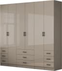 OTTO home Kleiderschrank Trento Grau 6 Türen 9 Schubladen Hochglanz Bild 2