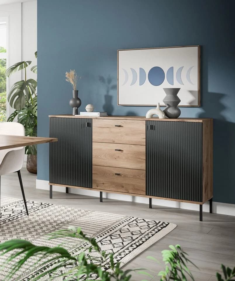 INOSIGN Sideboard TREVERK Schwarz Nox Oak Nachbildung