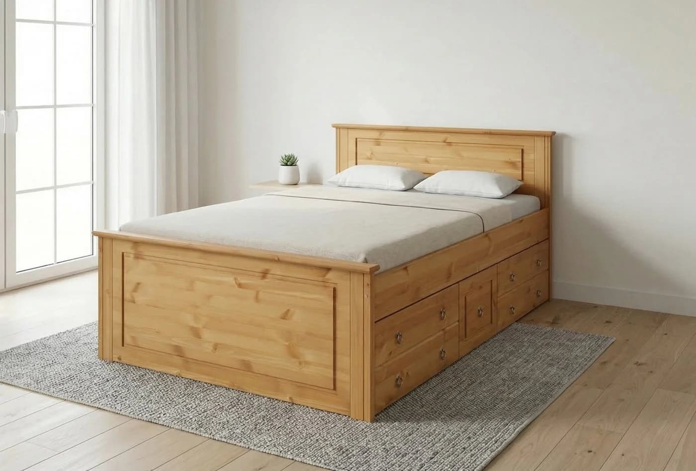 OTTO home Massivholzbett Hugo Landhausstil Kiefer natur geölt mit Bettkasten