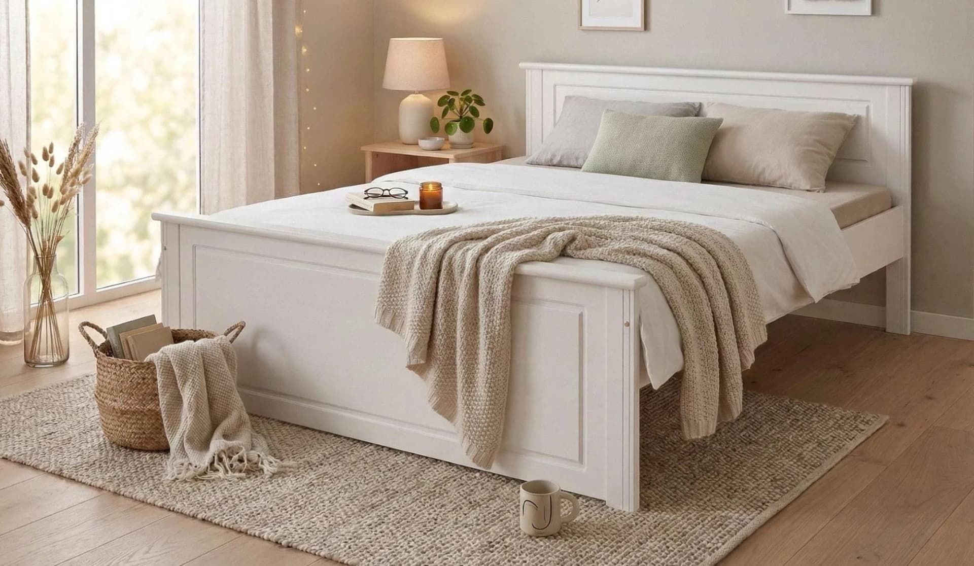 OTTO HOME Hugo Massivholzbett weiß Landhausstil Stauraum