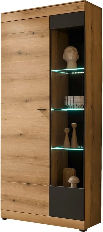 Home Affaire Vitrine Soleto Glasvitrine Eiche Eiche Schwarz - Bild 5
