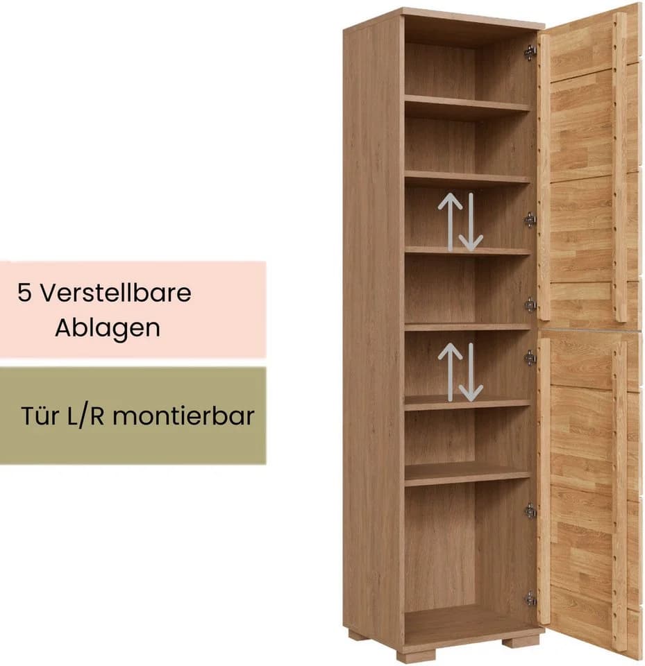 Home affaire Schuhschrank VETRO 7 Fächer Eiche Massivholz - Bild 3