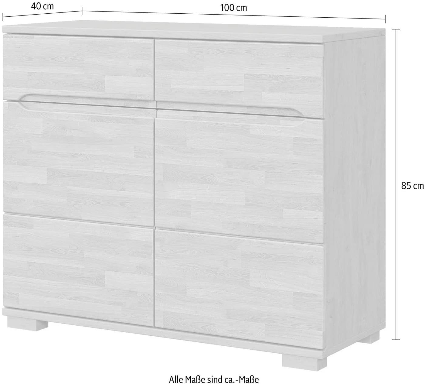 Home Affaire Sideboard VETRO 100cm weiß Massivholz Fronten - Bild 3