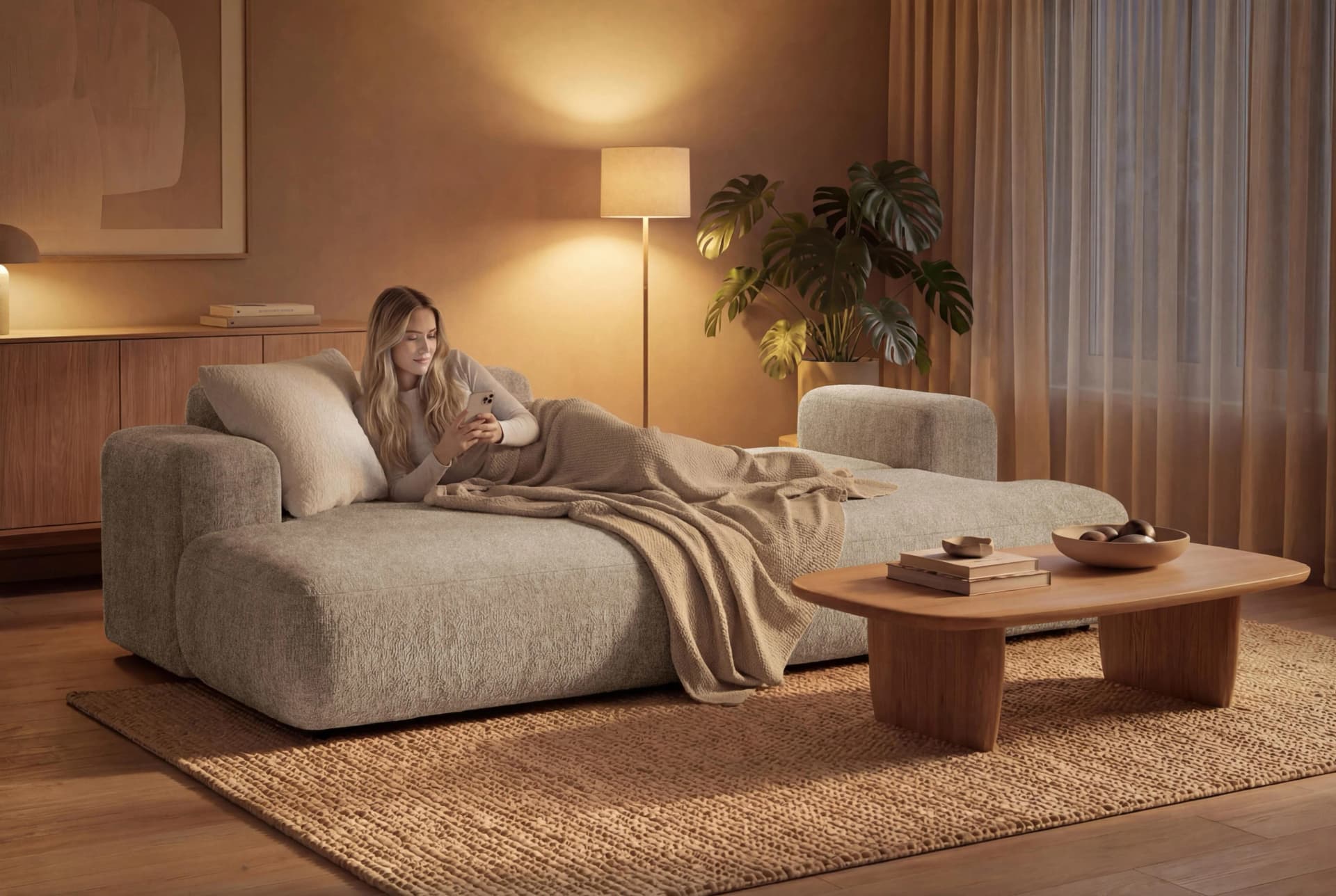 OTTO HOME Ecksofa VEEVIA L-Form Schlafsofa Beige