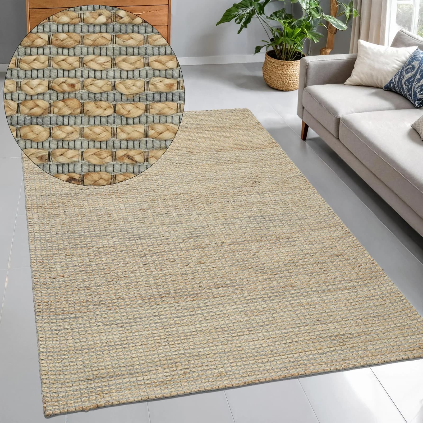 OTTO HOME Teppich Jerron Jute-Mix Beige Grau Handgewebt