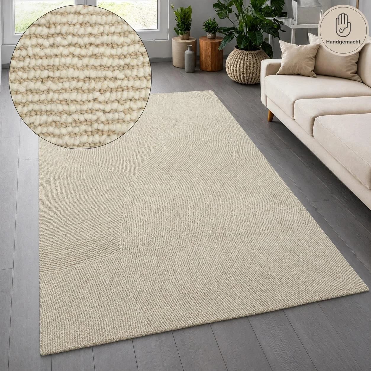 OTTO HOME Wollteppich Liviaa Handgetuftet Beige Geometrisch