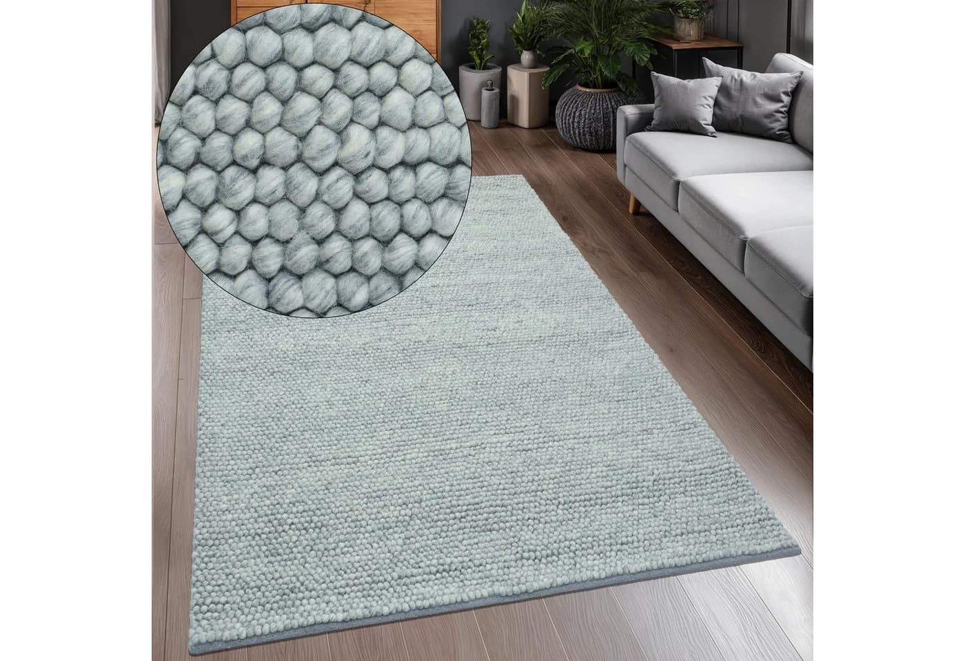 OTTO home Wollteppich Wolly Grau Uni 14mm - Bild 2