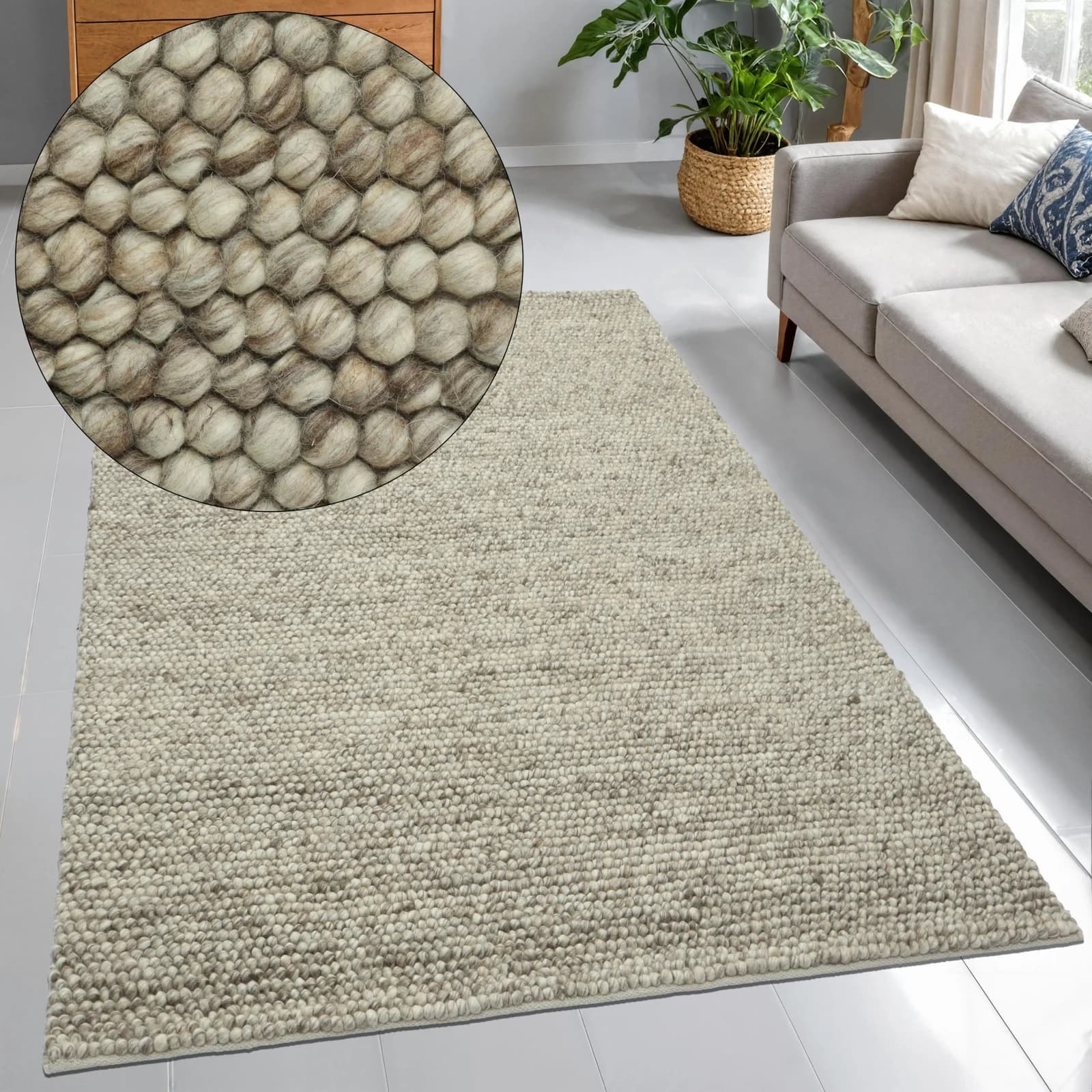 OTTO HOME Wollteppich Wolly Sand Handgewebt 160x230 cm