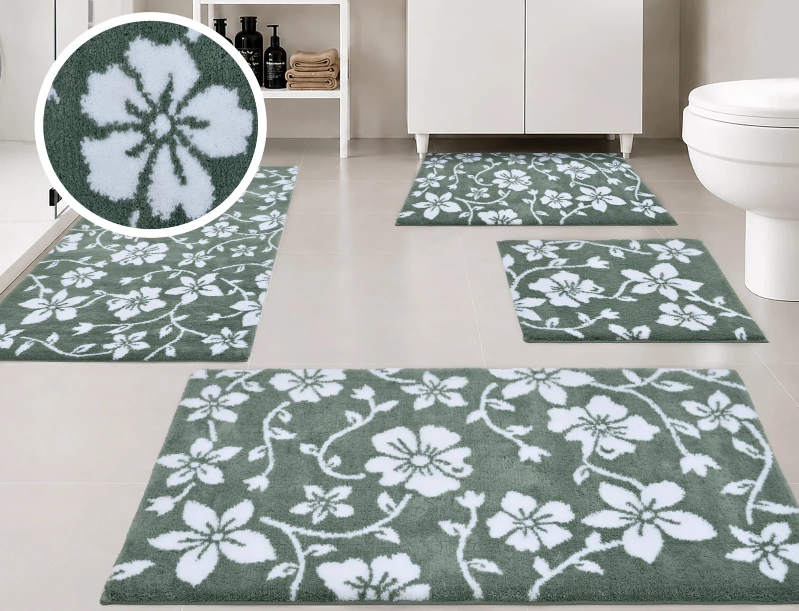 OTTO HOME Badematte Daffney Grün Floral Polyester