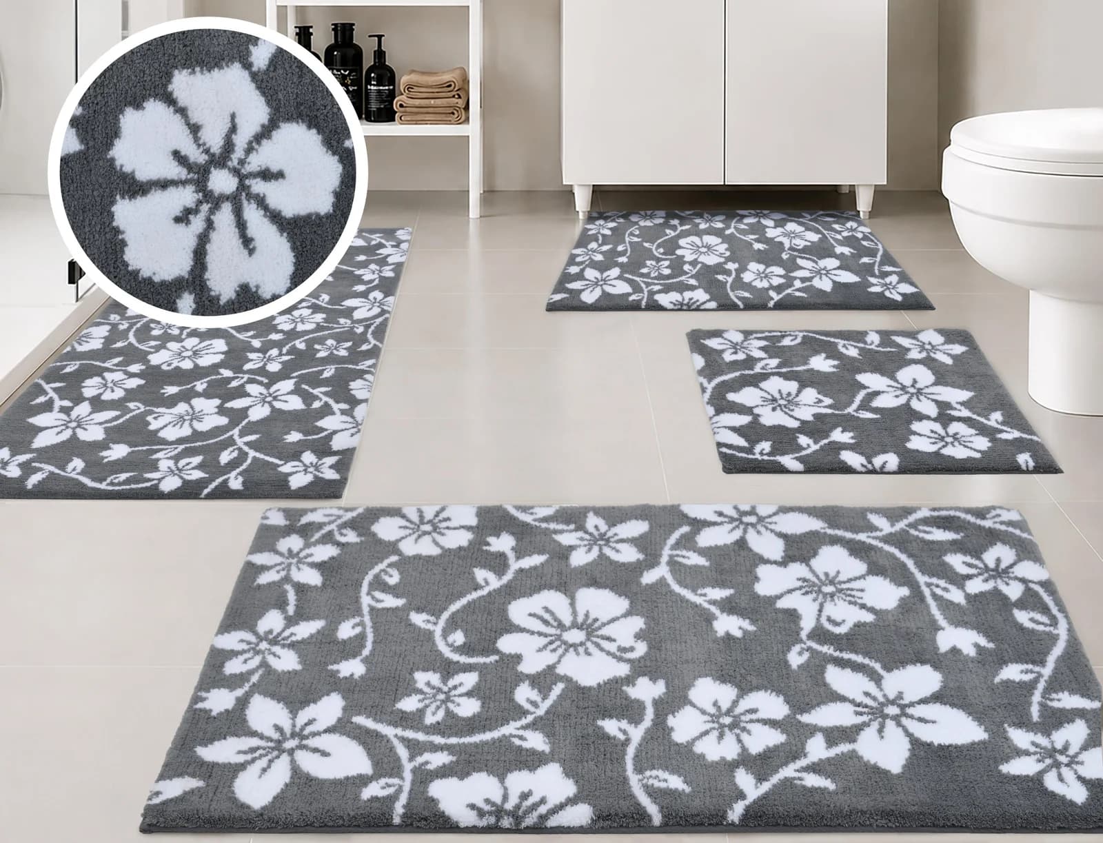 OTTO HOME Badematte Daffney Grau Floral Polyester