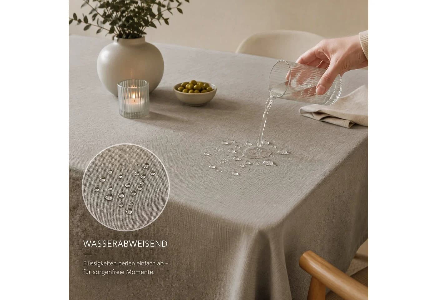 OTTO home Tischdecke Josée wasserabweisend Leinenoptik beige - Bild 3