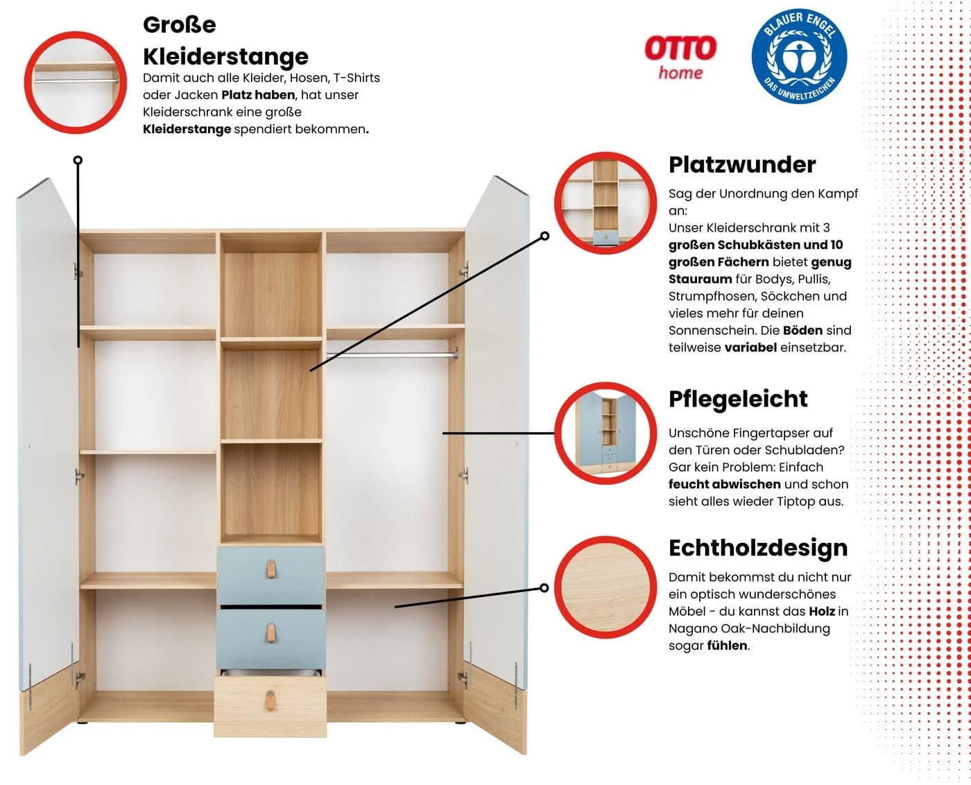 OTTO home Kleiderschrank Hennix Soft-Close 3 Schubladen - Bild 3
