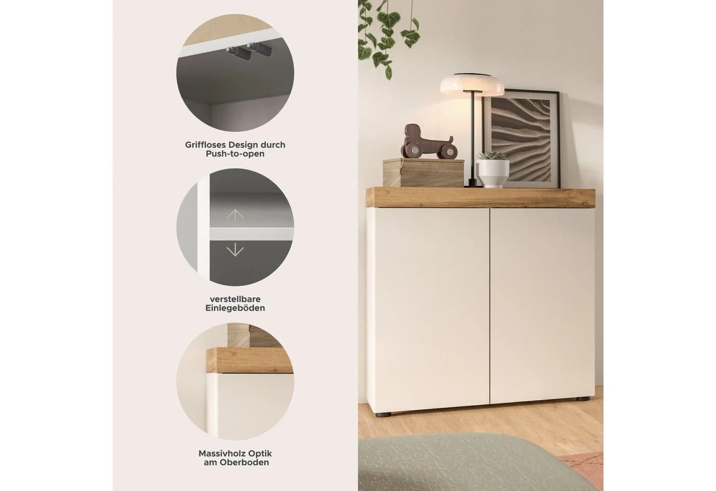 Kommode OTTO HOME Mambo 77cm Platin Weiß 2 Türen - Bild 3