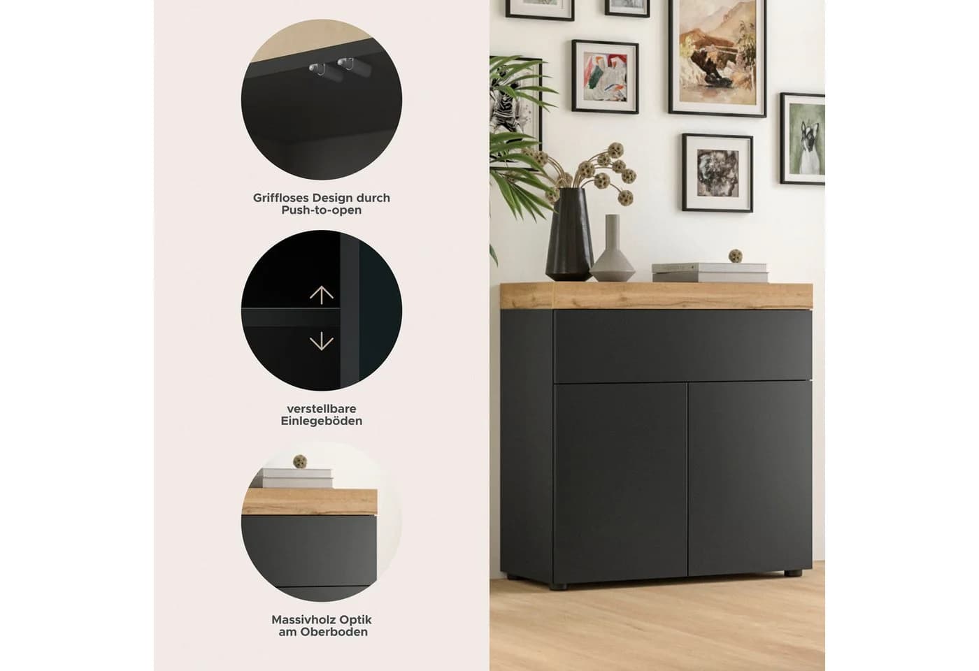 Kommode OTTO HOME Mambo Schwarz Eiche Nachbildung 77cm - Bild 3