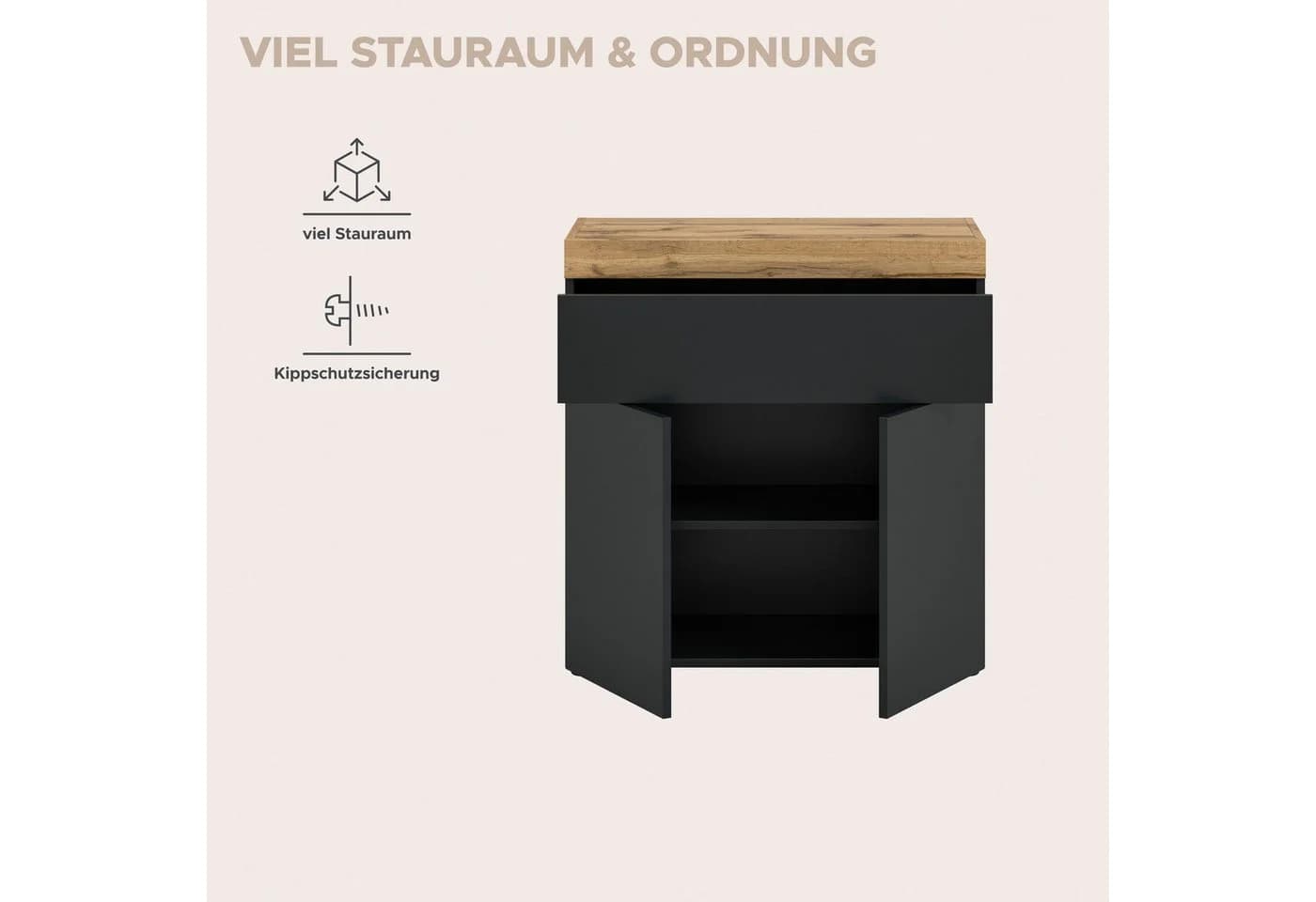Kommode OTTO HOME Mambo Schwarz Eiche Nachbildung 77cm - Bild 4
